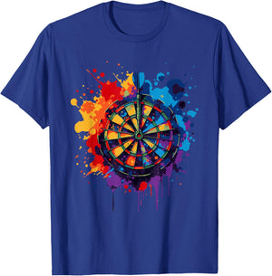 Colourful Splash Art Dart Player Throwing Dart Player , black T-Shirt - T-Shirt | Royal