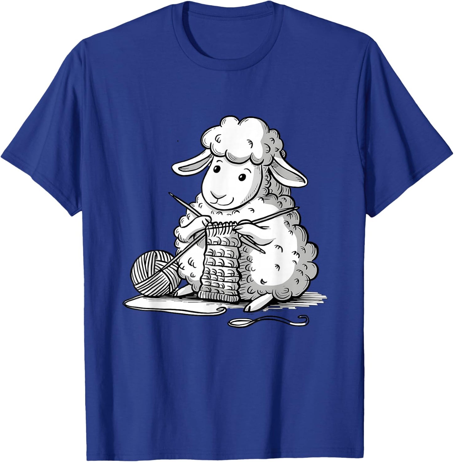 Knitting Sheep Adorable Crafting Art T-Shirt - T-Shirt | Royal