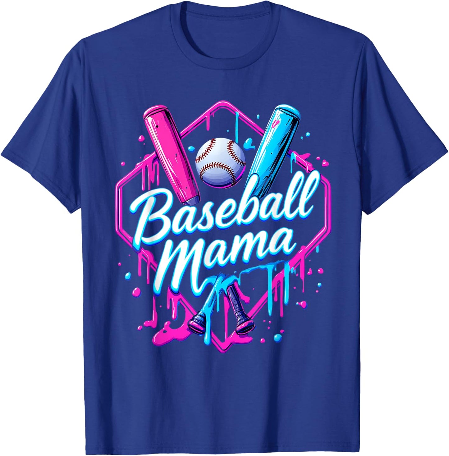 Funny Baseball Ice Cream Drip for Cool Mama T-Shirt - T-Shirt | Royal