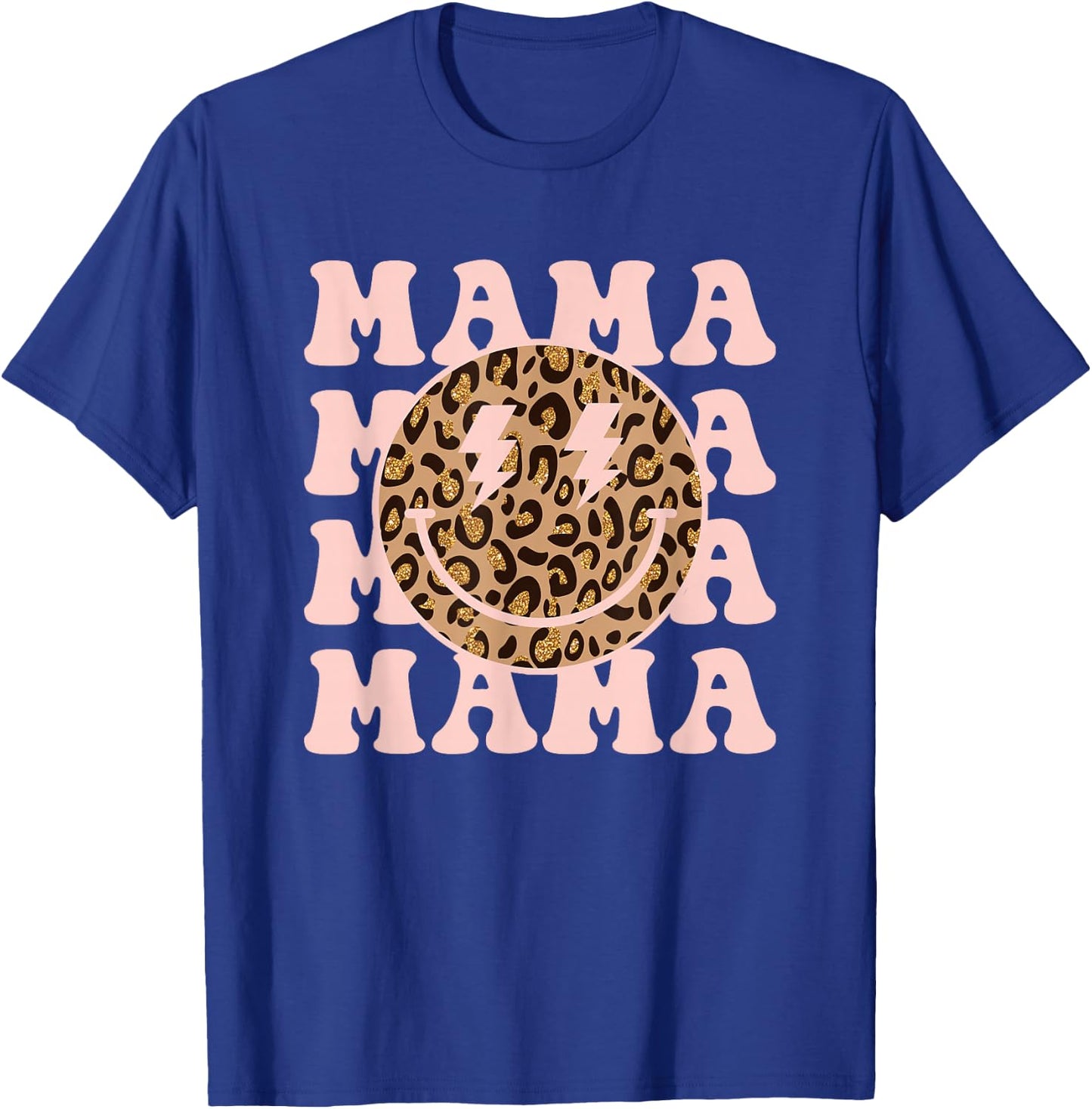 Mama Leopard Smile Face Shirt Trendy Positive Happy Face T-Shirt - T-Shirt | Royal
