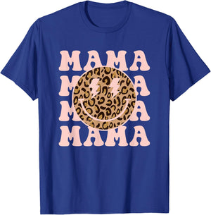 Mama Leopard Smile Face Shirt Trendy Positive Happy Face T-Shirt - T-Shirt | Royal