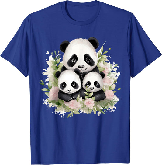 Cute Panda Lovers Kawaii Asian Bears Apparel Gifts Watercolor Panda -Adults & Kids Black Short Sleeve Classic Fit Small T-Shirt - T-Shirt | Royal