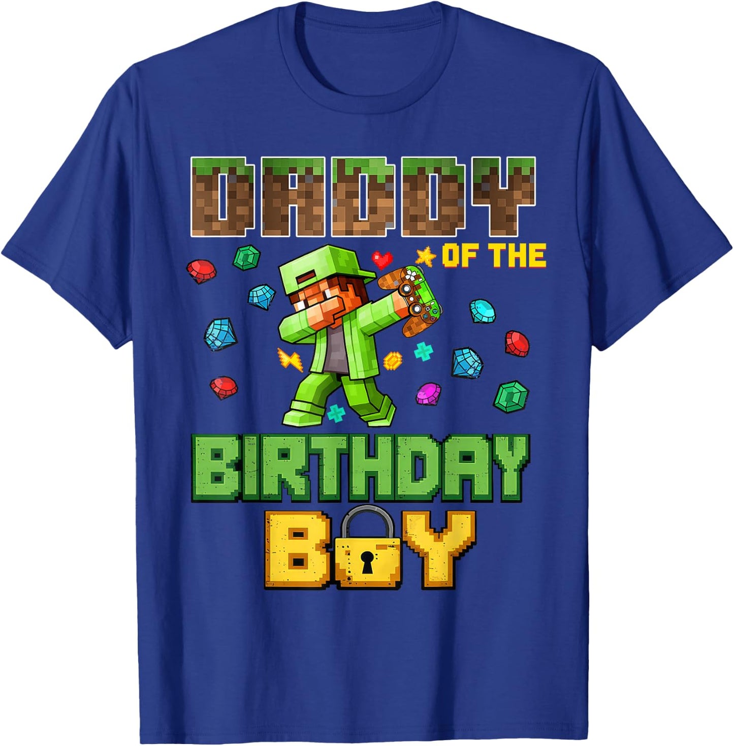 Mommy Daddy of The Birthday Boy Video Gamer Pixel Dab Number T-Shirt - T-Shirt | Royal