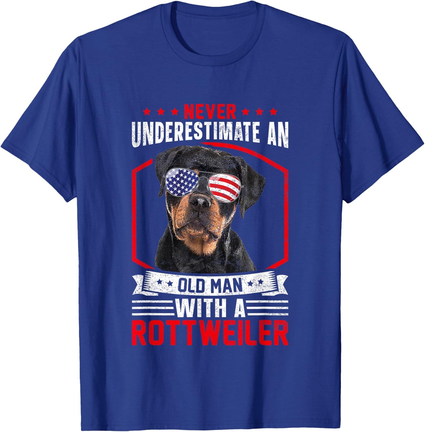 Grandpa Father Dog - Never Underestimate Old man Rottweiler T-Shirt - T-Shirt | Royal