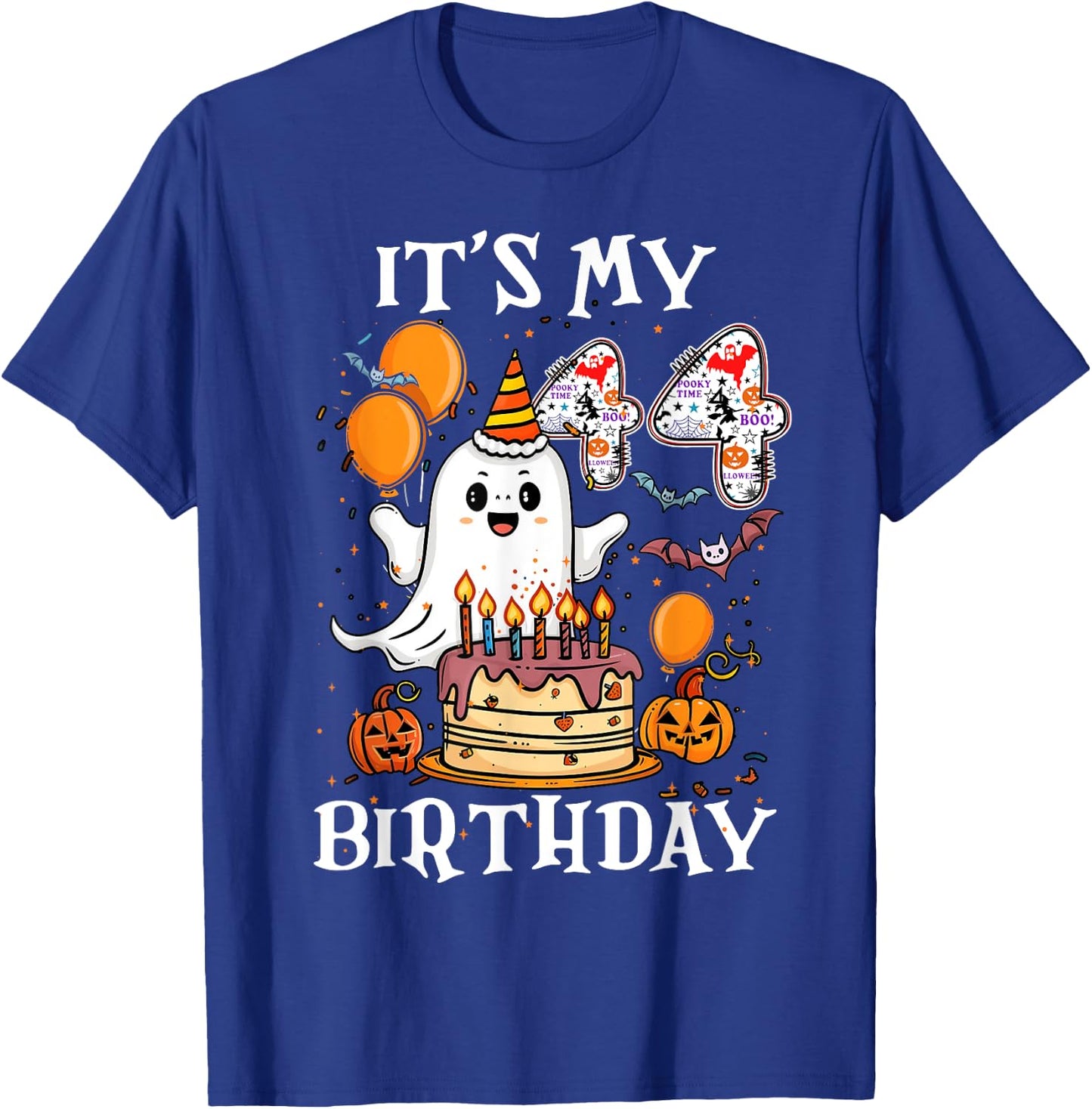 Boo It's My 44th Birthday Halloween Ghost 44 Years Old B-day T-Shirt - T-Shirt | Royal