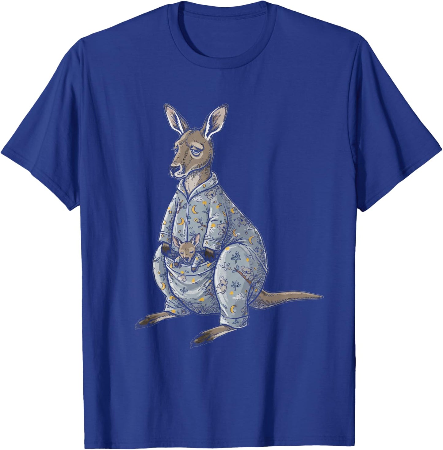 Funny Sleepy Kangaroo Pajama Women Men Kids Boys And Girls T-Shirt - T-Shirt | Royal