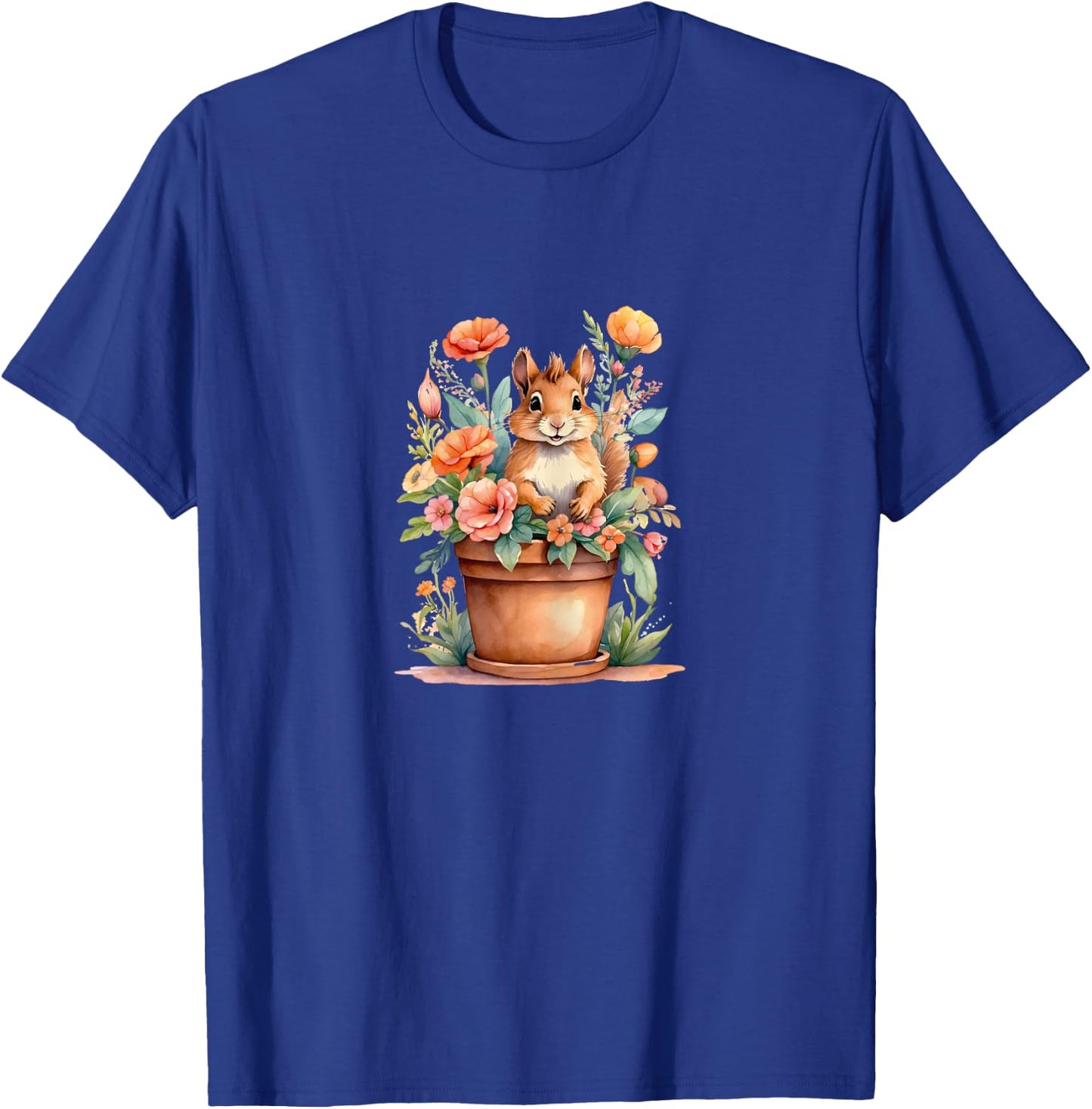 Cute Squirrel and Spring Flowers T-Shirt - T-Shirt | Royal