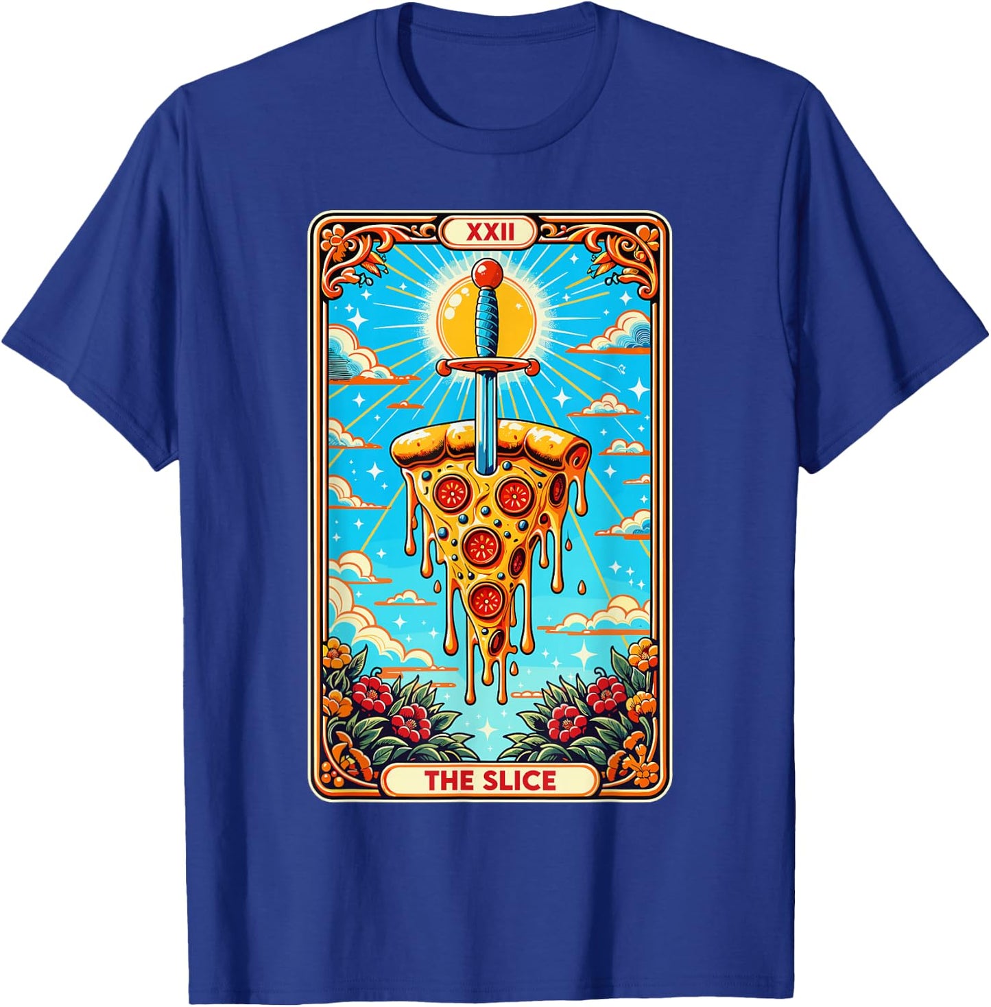 Tarot card funny pizza shirt pizza knife pizza shovel fast food T-Shirt - T-Shirt | Royal
