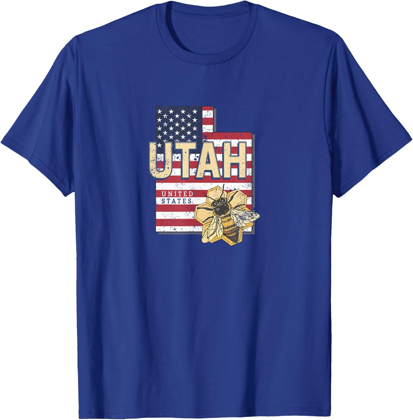 Utah with Bee United States retro map Vintage USA souvenir T-Shirt - T-Shirt | Royal