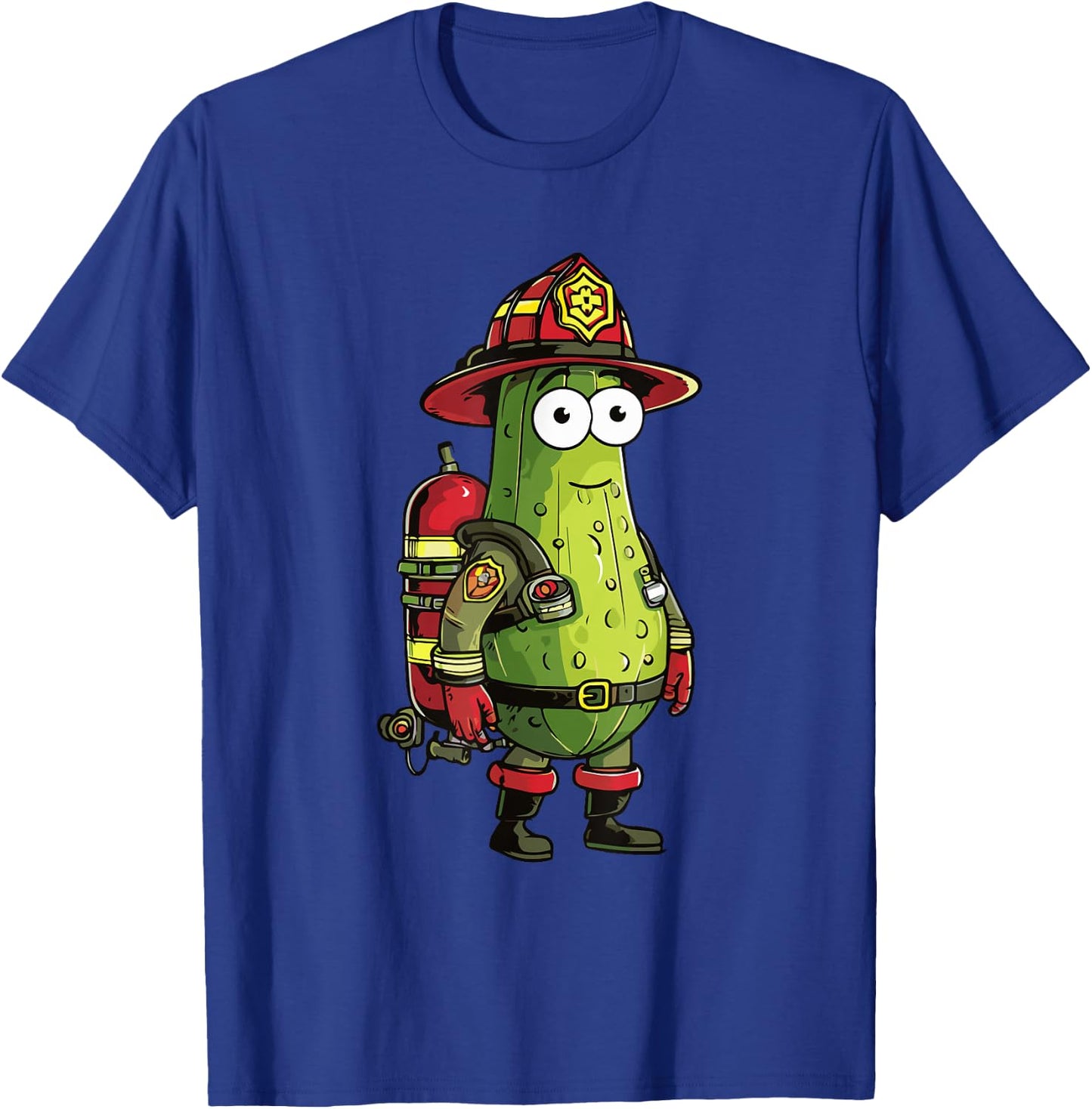 Pickle Fireman Uniform Firefighter Cucumber T-Shirt - T-Shirt | Royal