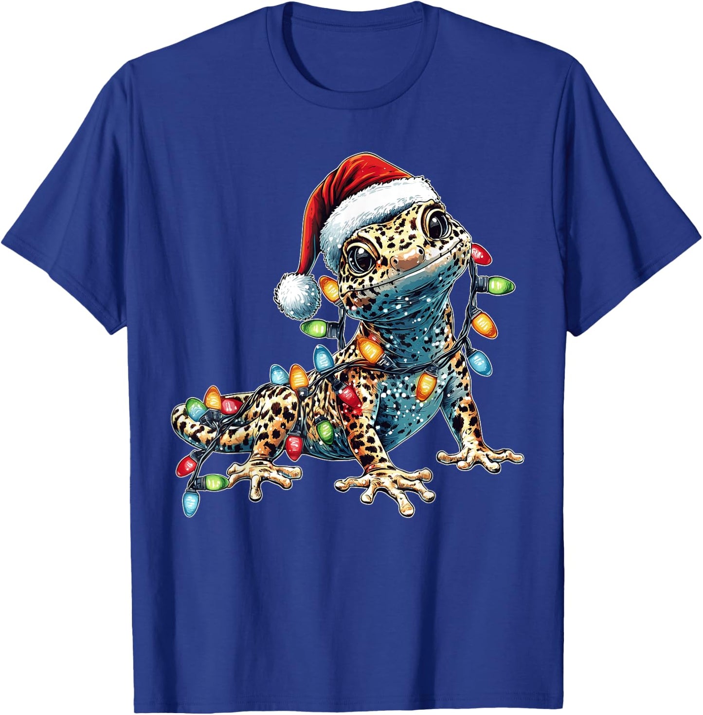 Leopard Gecko Lizard Christmas Hat Xmas T-Shirt - T-Shirt | Royal