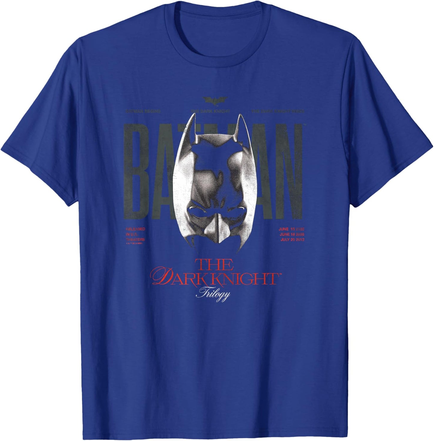 Batman The Dark Knight Trilogy Cowl 85th Anniversary T-Shirt - T-Shirt | Royal