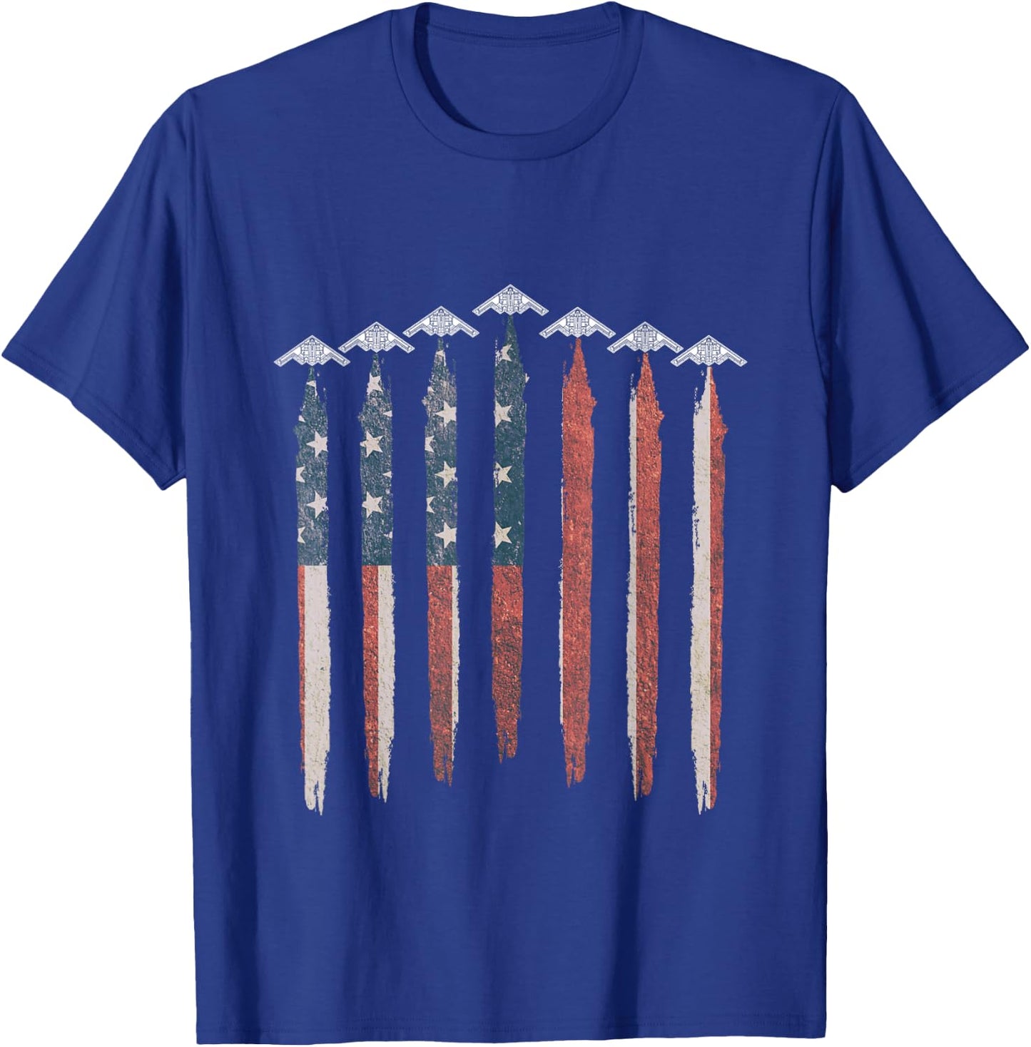 B2 Stealth Bomber Airplane USA Flag B2 4th of July T-Shirt - T-Shirt | Royal