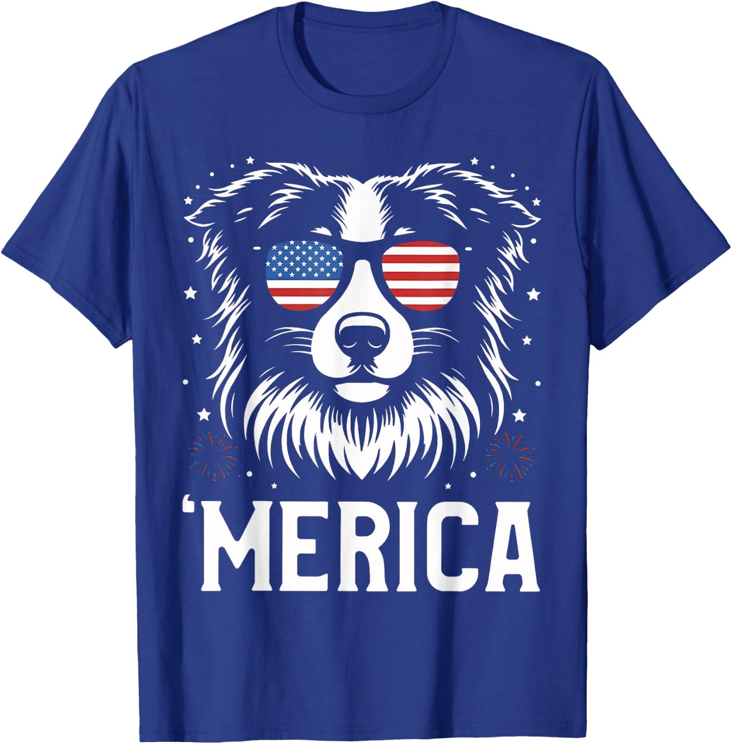 Australian Shepherd Merica Patriotic Dog American Flag Meme T-Shirt - T-Shirt | Royal