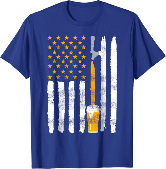 American Beer on Tap Flag T Shirt T-Shirt - T-Shirt | Royal