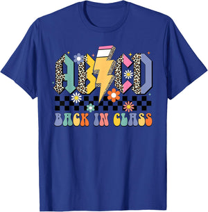Back In Class ABCD Pencil Leopard Back To School Teacher T-Shirt - T-Shirt | Royal