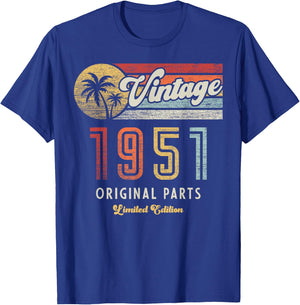 Vintage 1951 Original Parts Fins 75th Anniversary T-Shirt - T-Shirt | Royal