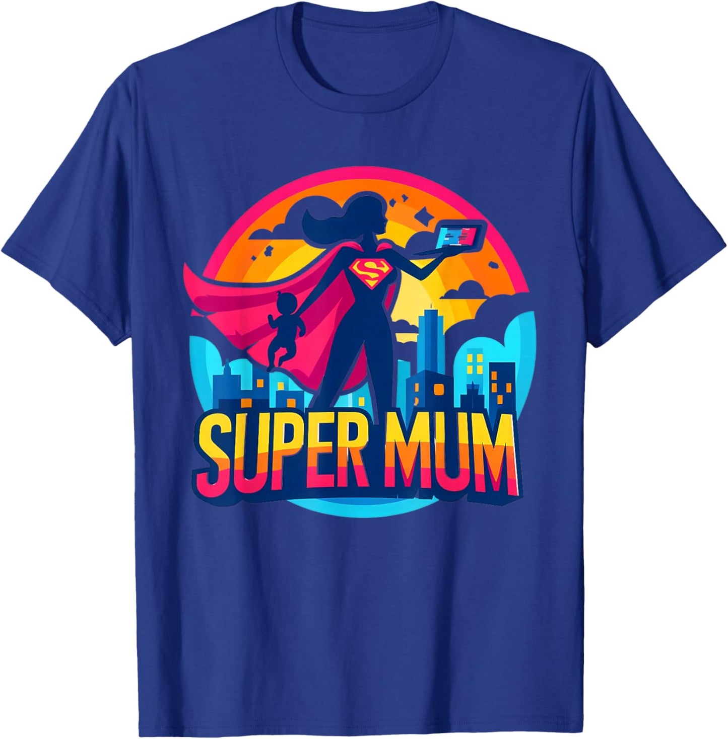 Birthday Gifts For Mom - Super Mum , Black, S T-Shirt - T-Shirt | Royal