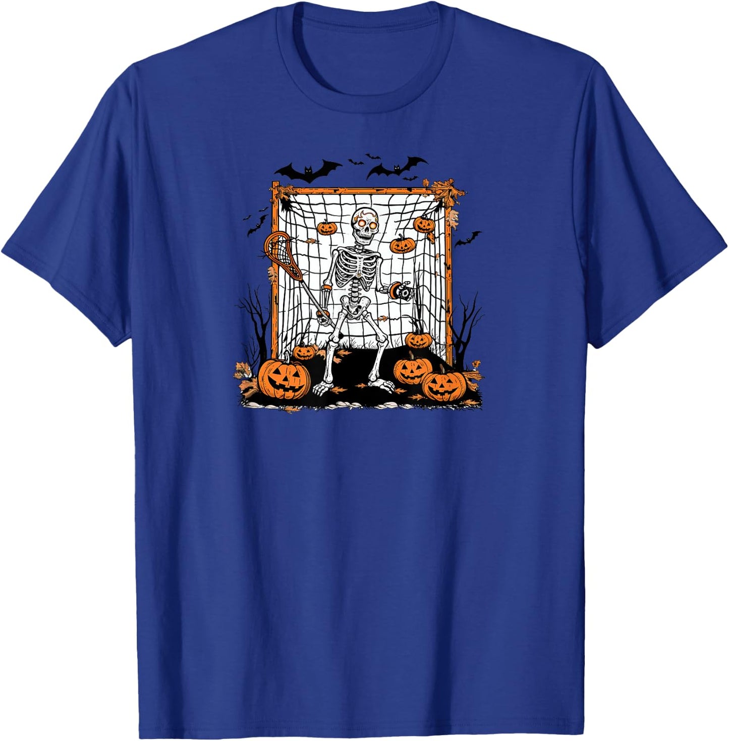 Halloween Lacrosse Skeleton Goalie T-Shirt - T-Shirt | Royal