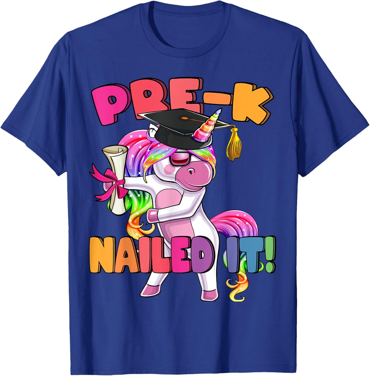 Pre-K Nailed It Flossing Unicorn Graduation Shirt Gift Girls T-Shirt - T-Shirt | Royal