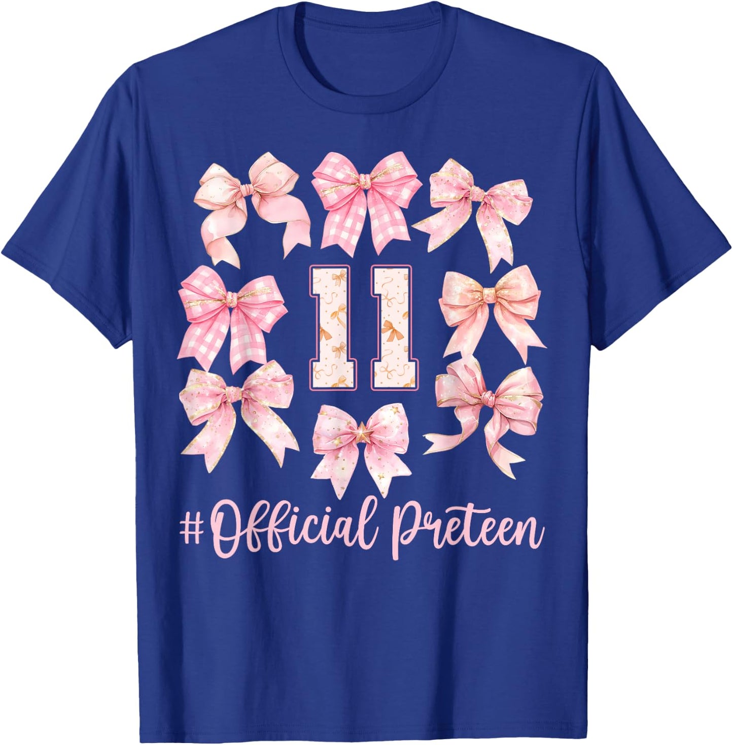 11th Birthday Girl Coquette Bow Official Preteen Girls T-Shirt - T-Shirt | Royal
