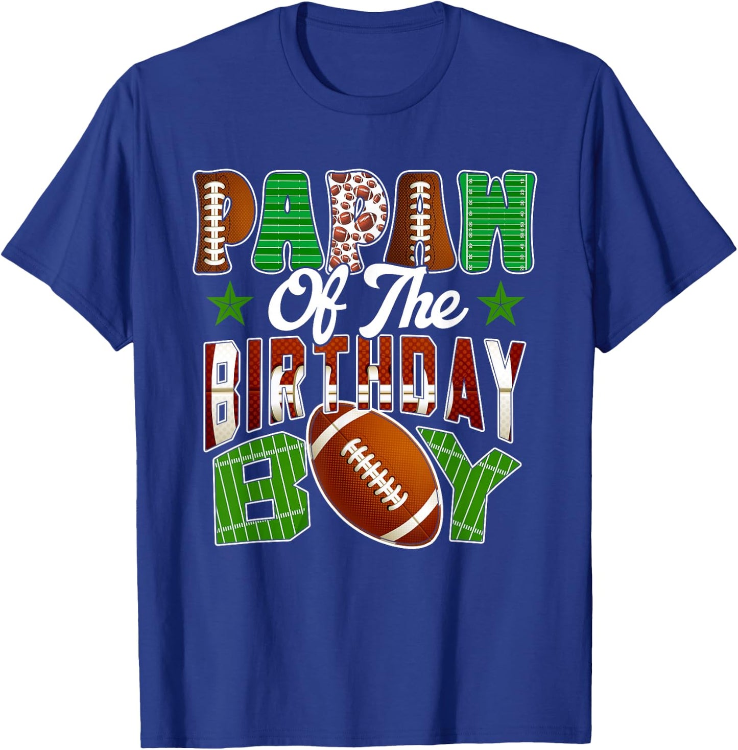 Papaw of The Birthday Boy Football Party Family Matching T-Shirt - T-Shirt | Royal