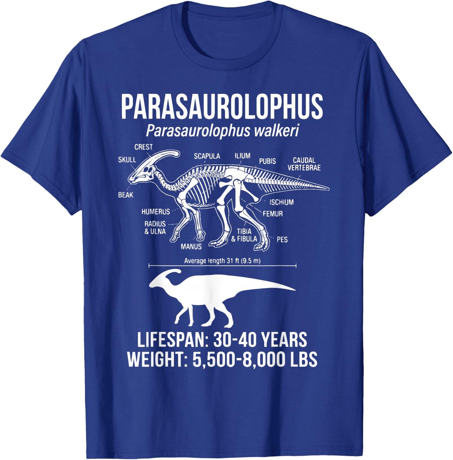 Parasaurolophus Diagram T-Shirt - T-Shirt | Royal