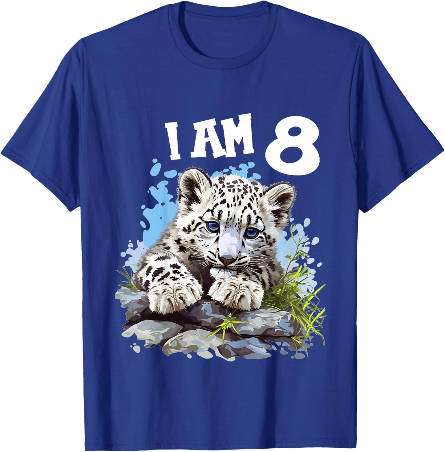 Kids 8 Years old 8 birthday Snow Leopards Boy girl Snow Leopard T-Shirt - T-Shirt | Royal