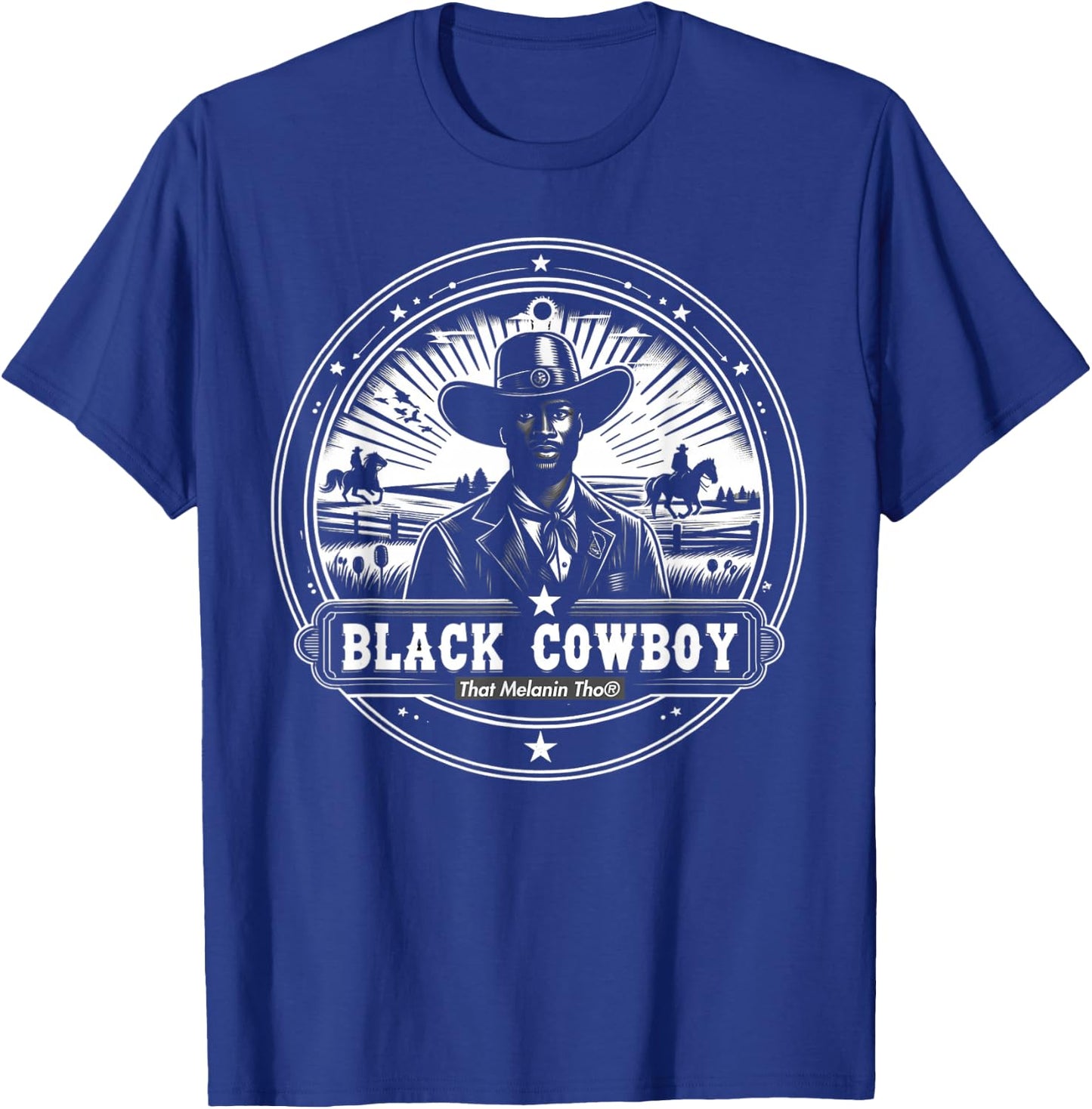 Black Cowboy African American History Afro Black Cowboy T-Shirt - T-Shirt | Royal