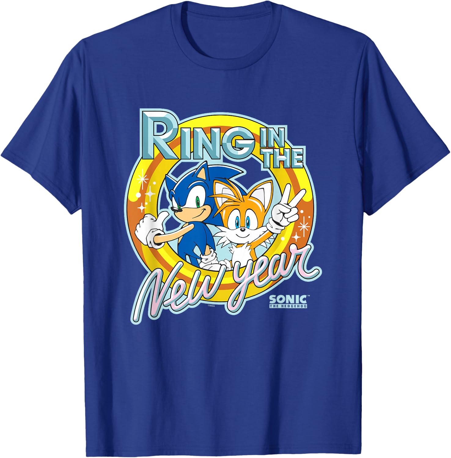 Sonic The Hedgehog New Years Ring In The New Year Vintage T-Shirt - T-Shirt | Royal
