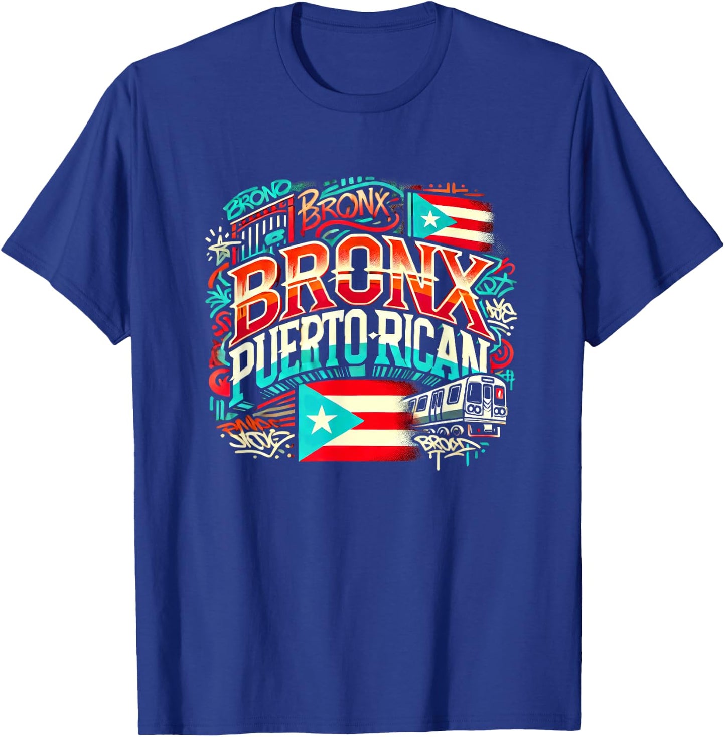 Bronx Puerto Rican Boricua Flag NYC Subway CarGraffiti Fun T-Shirt - T-Shirt | Royal
