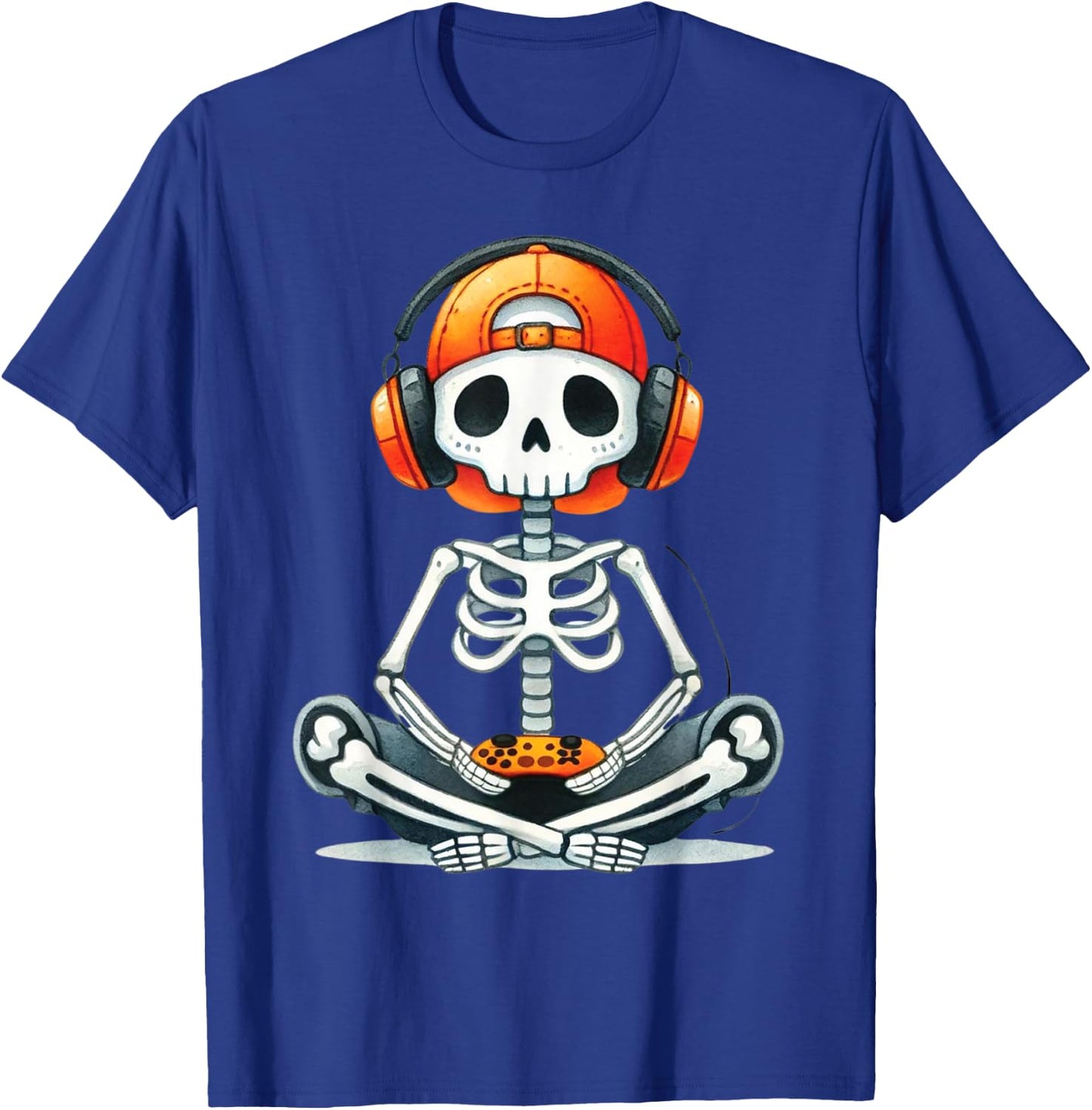 Halloween Skeleton Gamer Video Gaming Costume Boys Men Kids T-Shirt - T-Shirt | Royal