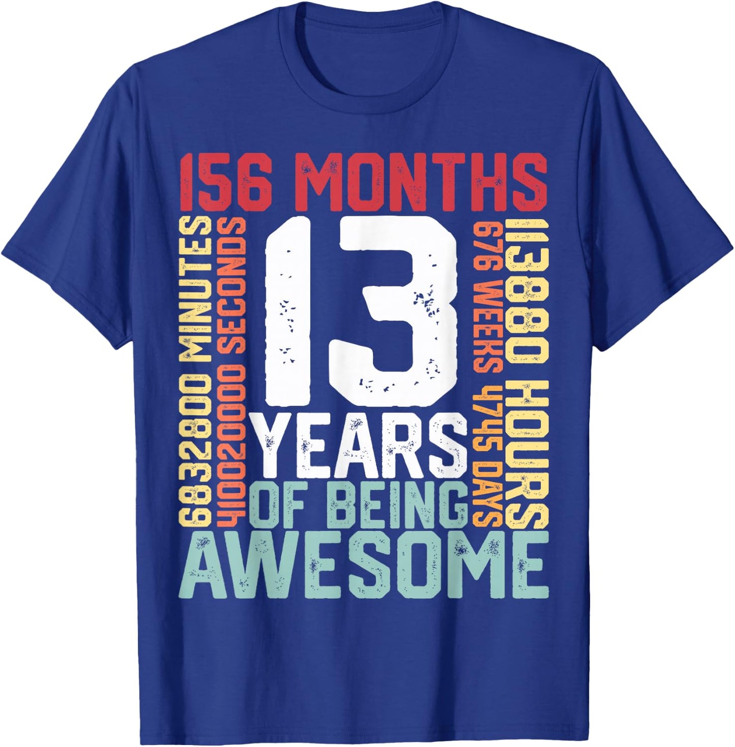 13 years of being Awesome Months weeks days special birthday T-Shirt - T-Shirt | Royal