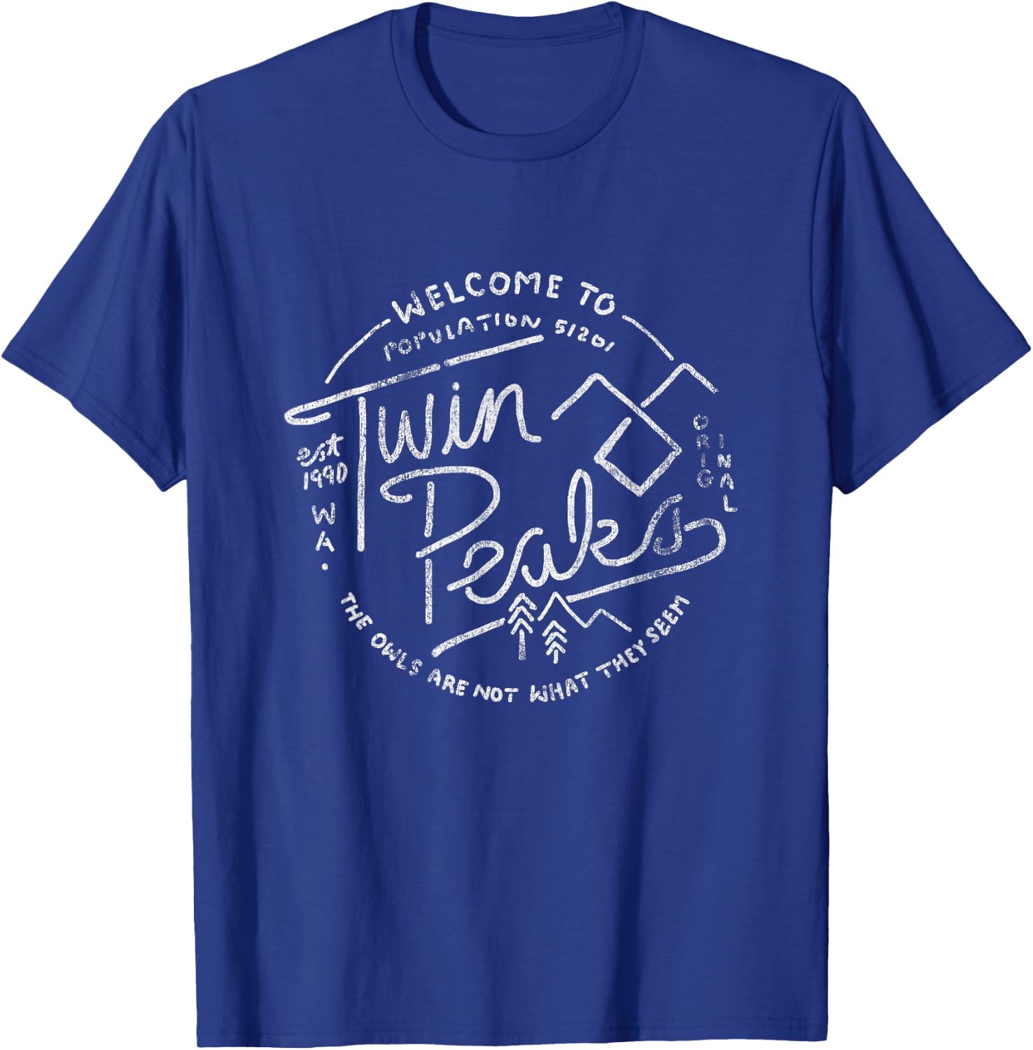 Twin Peaks Welcome To Twin Peaks Distressed Logo , Black, S T-Shirt - T-Shirt | Royal