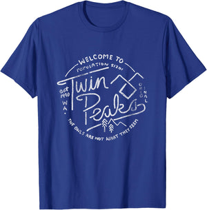 Twin Peaks Welcome To Twin Peaks Distressed Logo , Black, S T-Shirt - T-Shirt | Royal