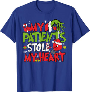 My Patients Stole My Heart Merry Christmas Xmas Nurse Doctor T-Shirt - T-Shirt | Royal