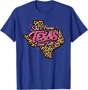 Leopard She's from Texas I Can Tell T-Shirt - T-Shirt | Royal