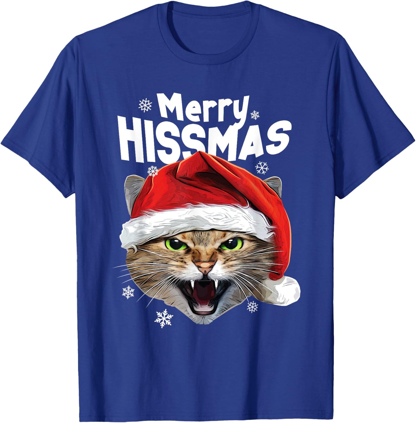Cool Christmas Cat T Shirt 'Merry HISSmas' for Cat Lovers T-Shirt - T-Shirt | Royal