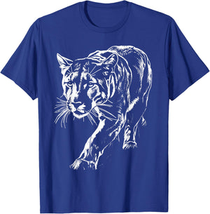 Cougar Face Cougars Mountain Lion Big Cat Animal Vintage T-Shirt - T-Shirt | Royal