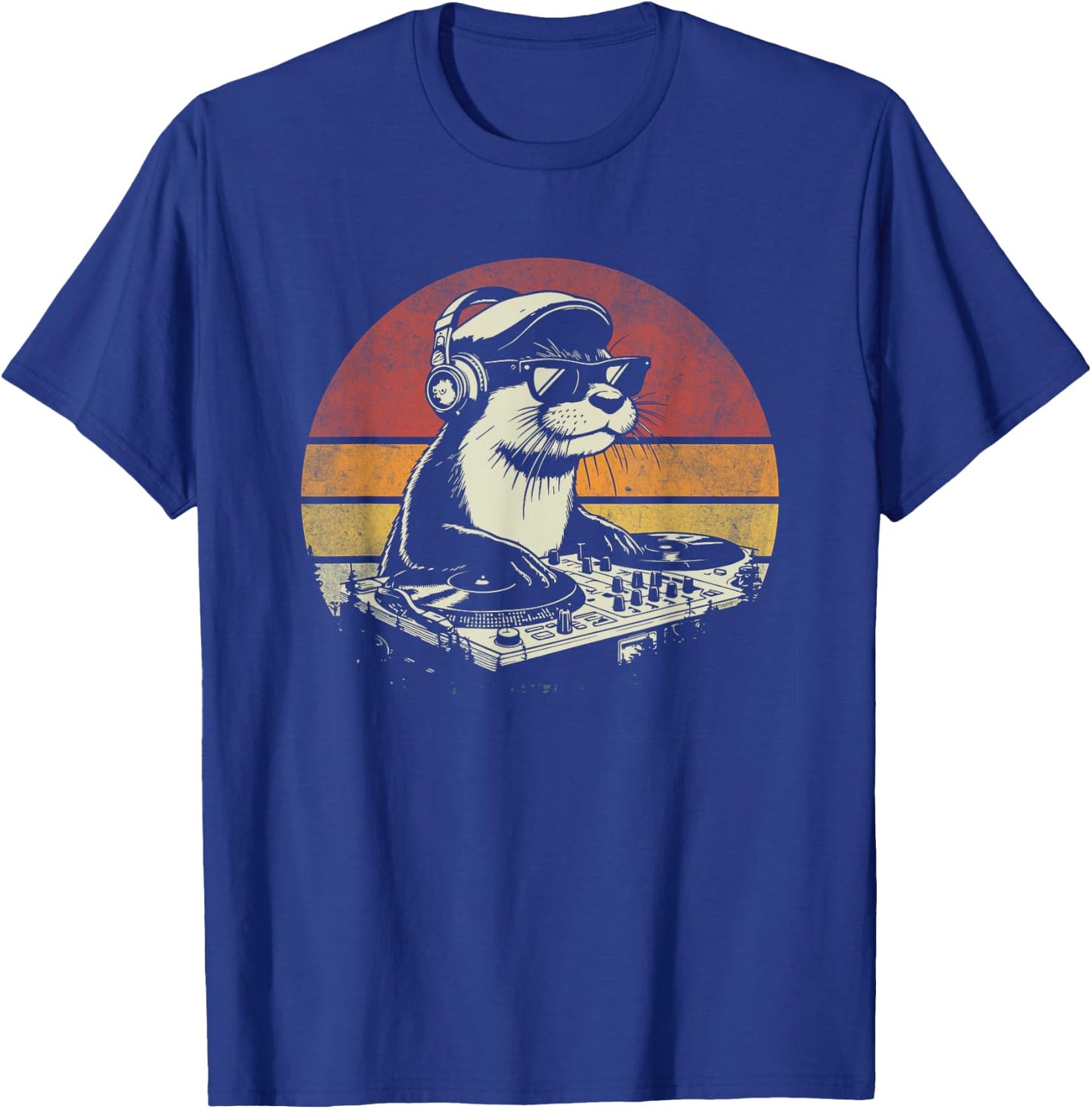 DJ Sea Otter Music Mixer Vintage Funny Retro Music Dj Otter T-Shirt - T-Shirt | Royal