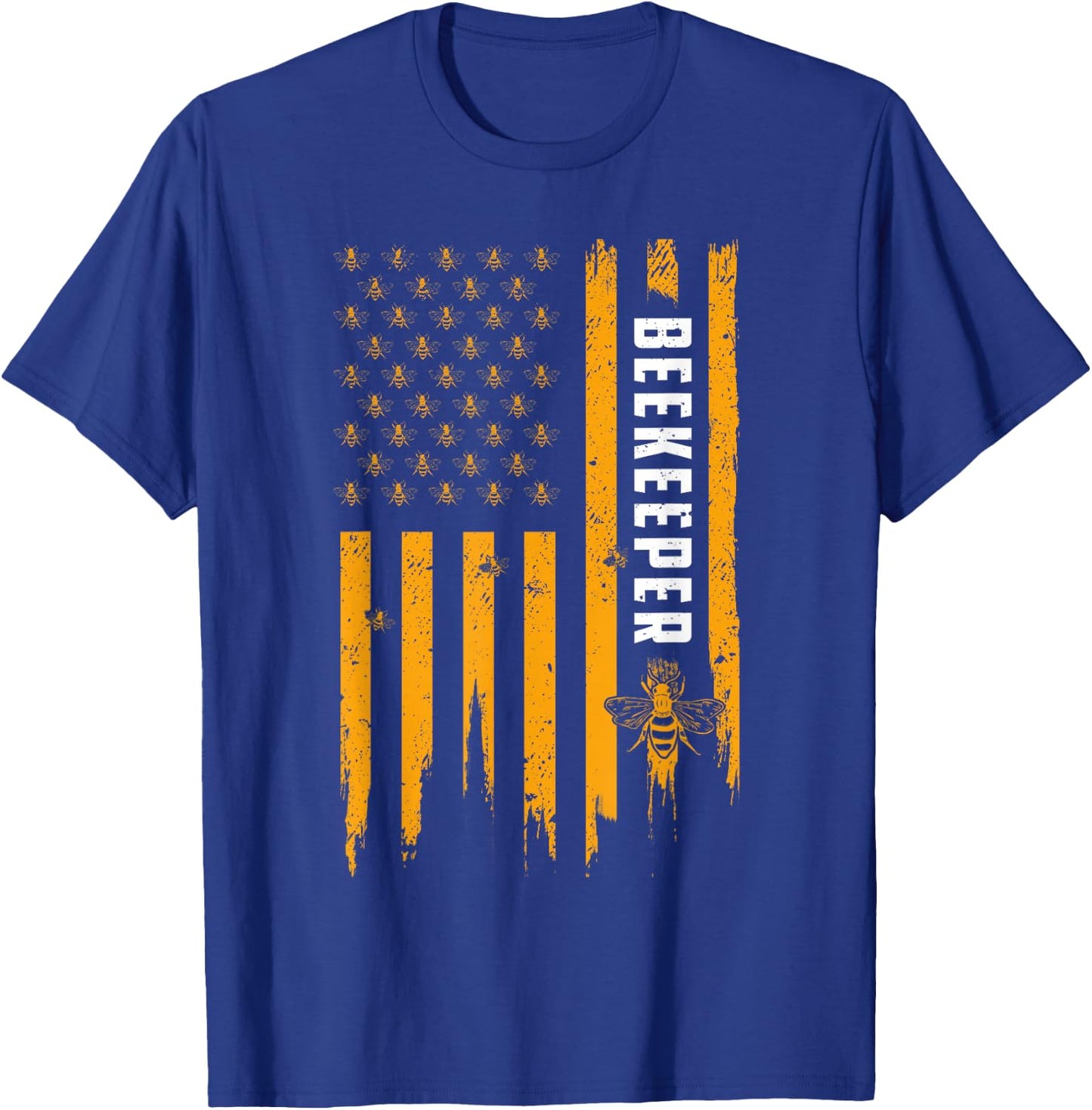 Beekeeping American Flag Honeycomb Honey Bees Beekeeper T-Shirt - T-Shirt | Royal
