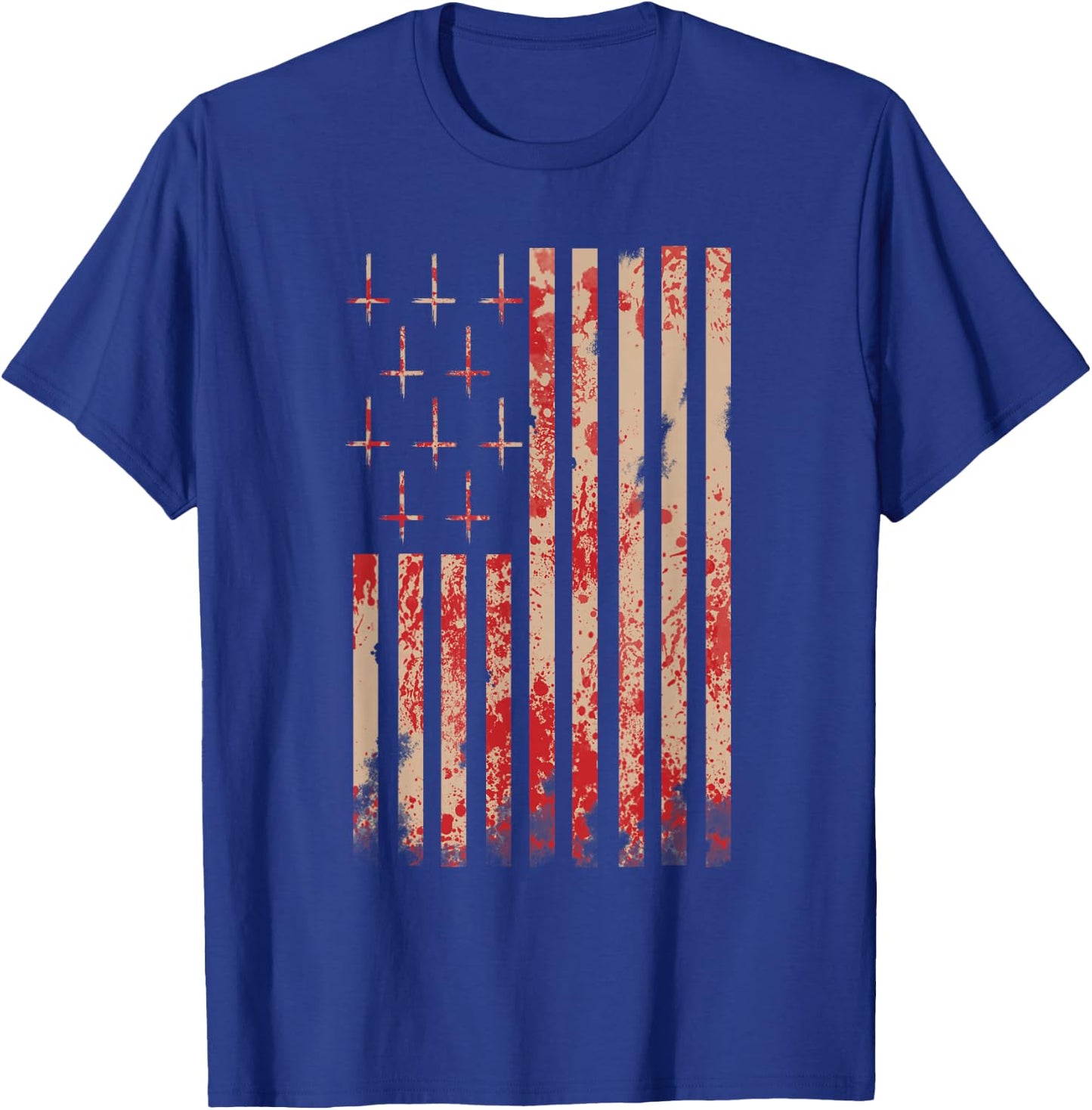 American Flag Shirt Upside Down Cross Occult Symbol Satanic T-Shirt - T-Shirt | Royal