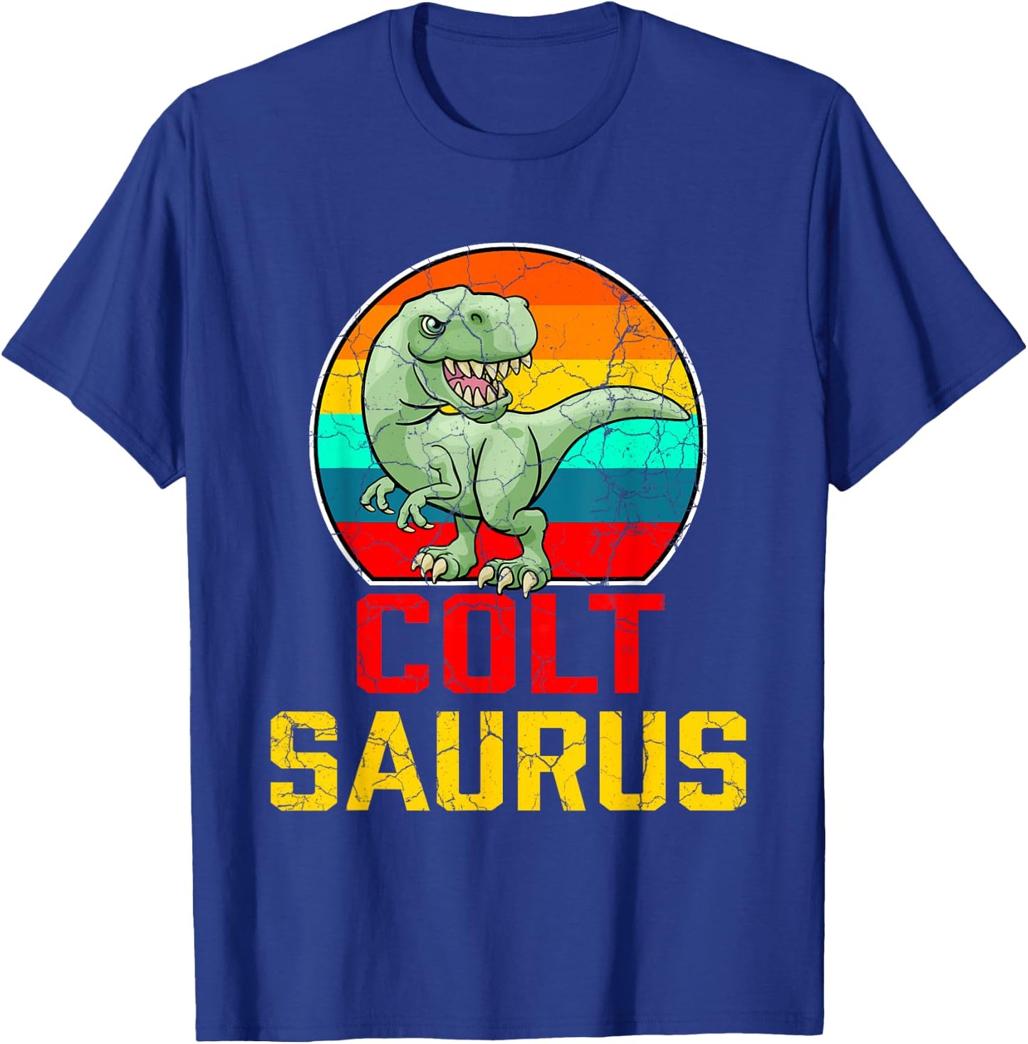 Colt Saurus Family Reunion Last Name Team Funny Custom T-Shirt - T-Shirt | Royal
