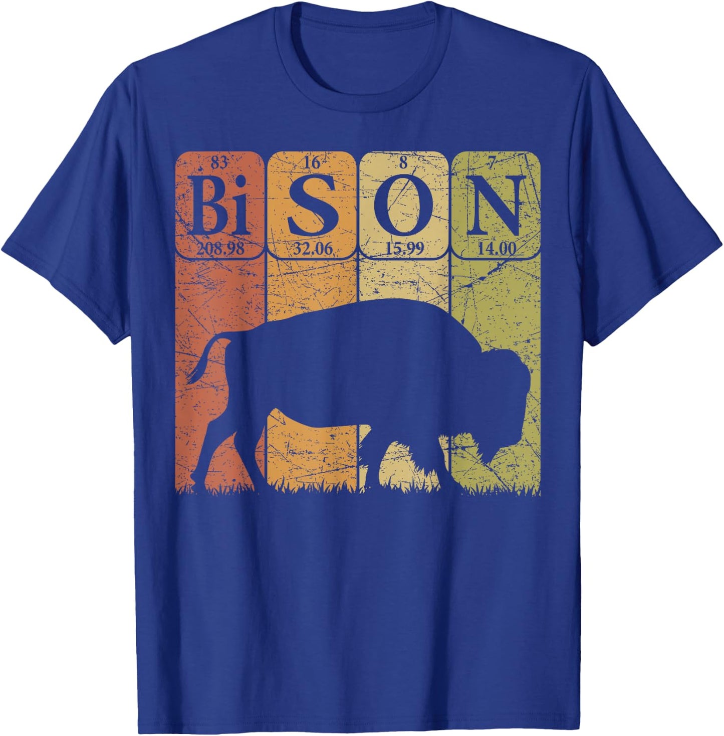 American Bison Periodic Table Elements Buffalo Retro T-Shirt - T-Shirt | Royal
