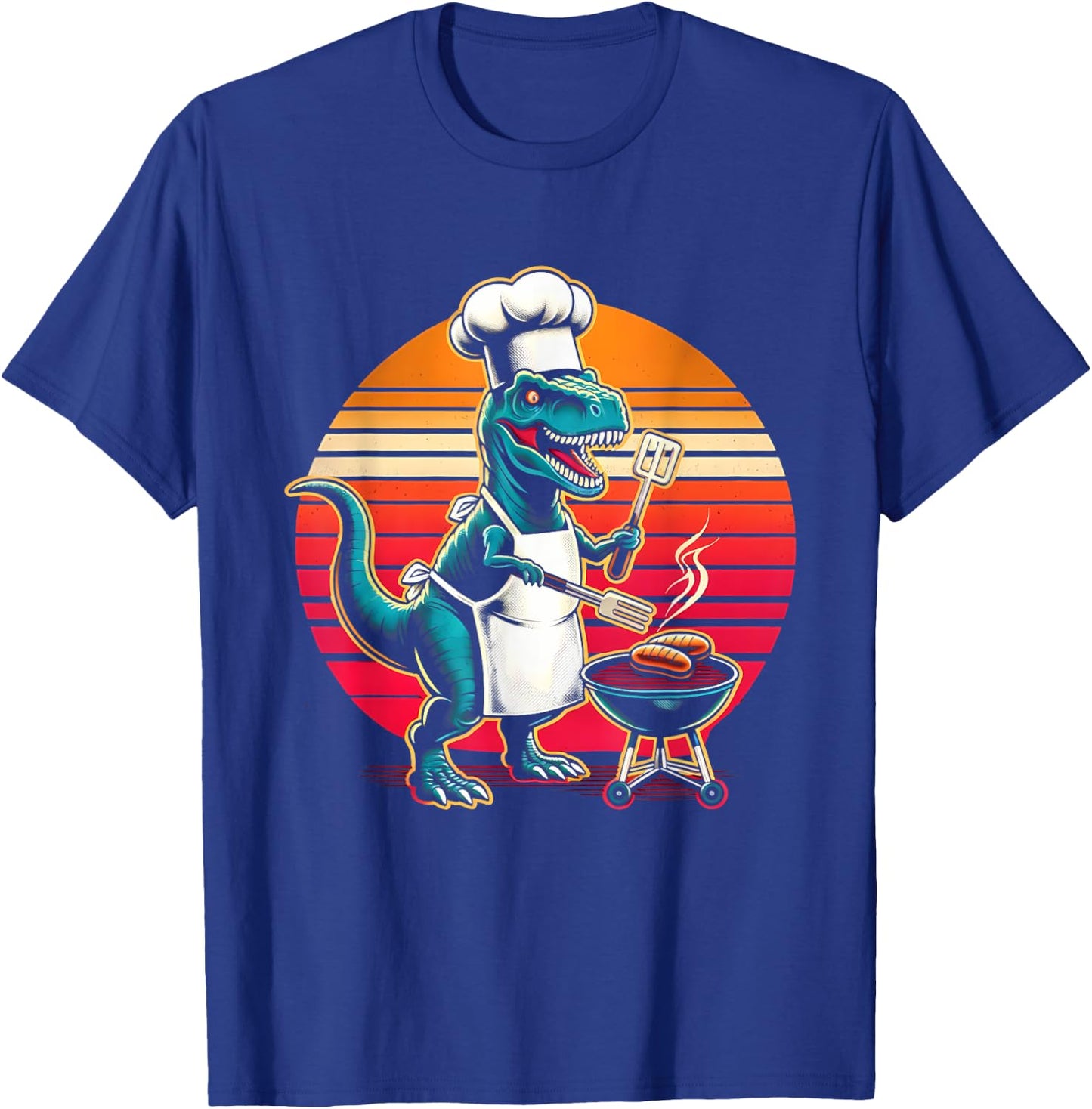 Dinosaur BBQ Chef Funny Retro Grill Master T-Rex Lover T-Shirt - T-Shirt | Royal
