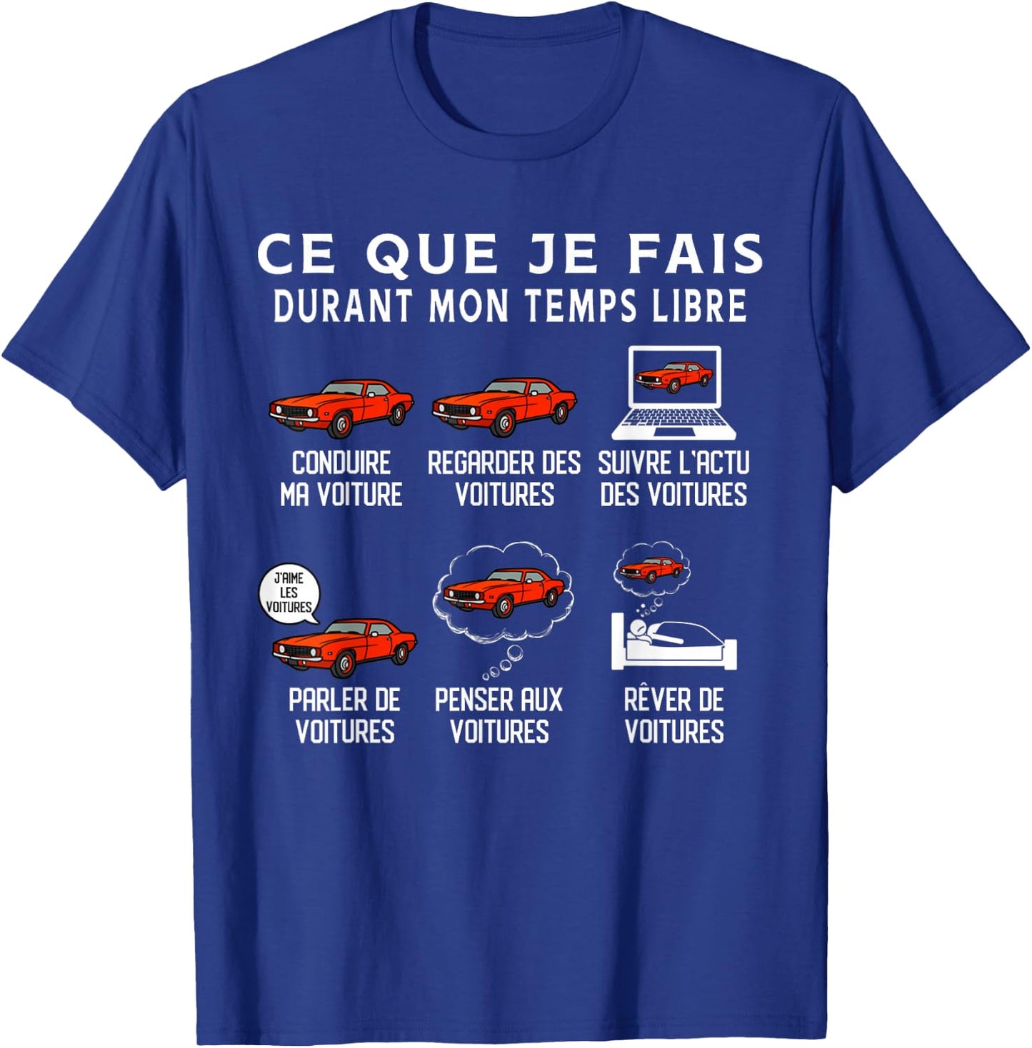 Funny Car What I Do During My Time Vintage Funny , Black, S T-Shirt - T-Shirt | Royal