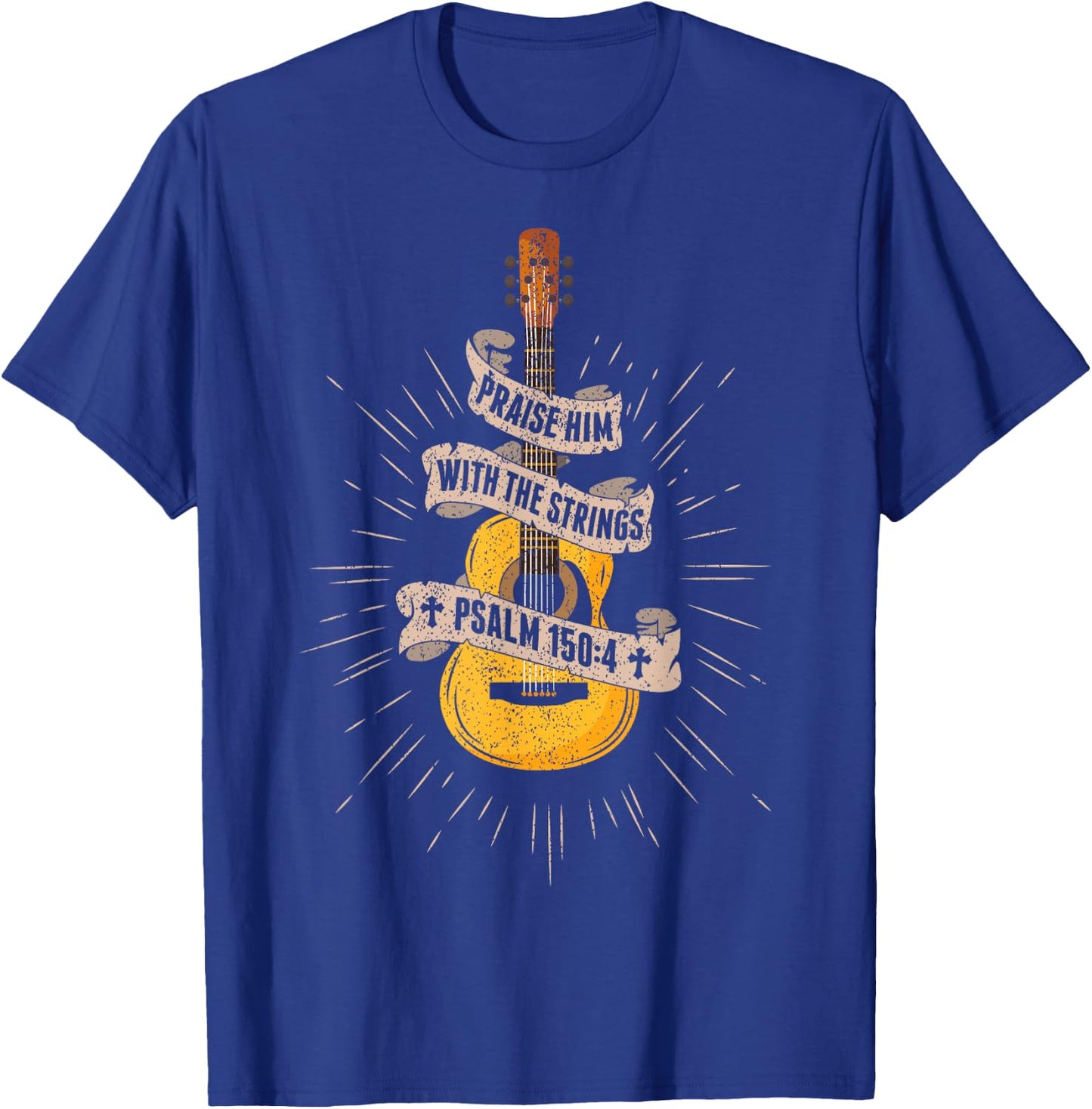Praise Him With The Strings Jesus Acoustic Guitar Christian T-Shirt - T-Shirt | Royal