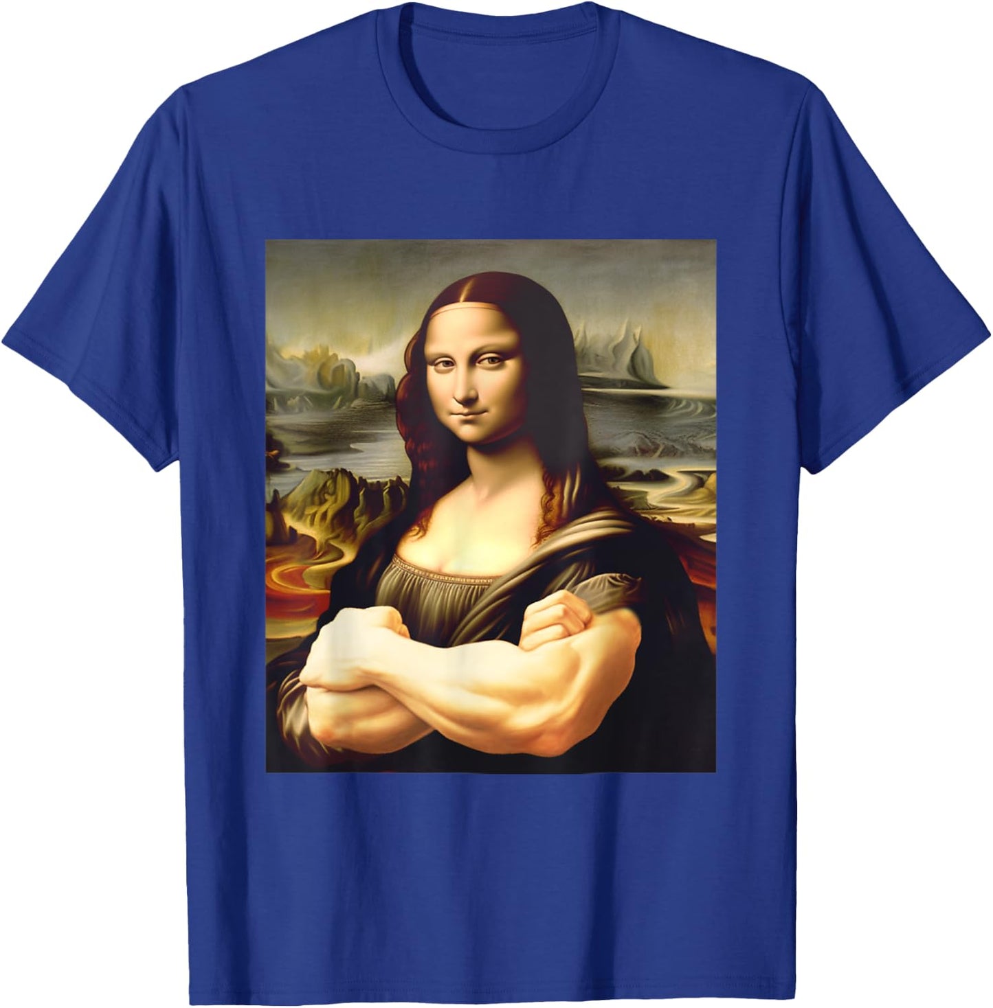 Mona Lisa Bodybuilding Funny Mona Lisa Muscle Gym Workout T-Shirt - T-Shirt | Royal