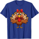 Women Girls Leopard Turkey Coquette Thanksgiving Autumn T-Shirt - T-Shirt | Royal