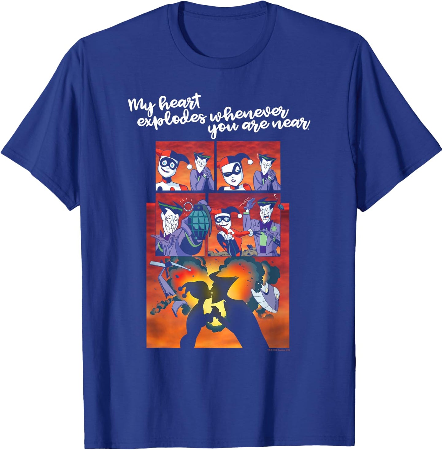 Batman Harley Quinn Joker Heart Explodes T-Shirt - T-Shirt | Royal